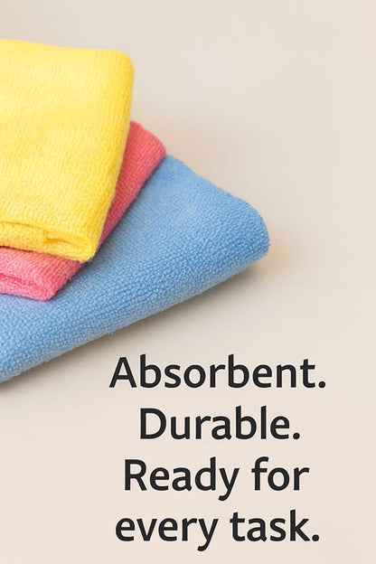 Microfiber Cleaning Cloths, 50 Pack, Multi-Color Blue Yellow Orange Pink, Lint Free Machine Washable, 16 x 16 Inches, Ultra-Absorbent for Home Kitchen Cleaning (Pink)