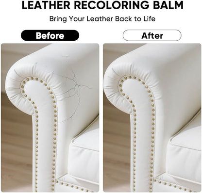 AWOWZ Leather Recoloring Balm - Scratch Repair & Color Restore Kit for Faded Leather, Leather Couch & Car Seats - 10OZ Leather Restorer Balm for Furniture, Auto Interior, Vinyl, Accessories (White)