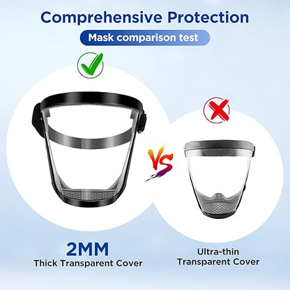 Blingbin Face Shield, Dust Mask Anti-fog Protective Full Face Shield, Adjustable Breathable Face Shield, Portable Universal Clear Face Mask for Weed Whacking Grinding Cutting for Men Women Adult