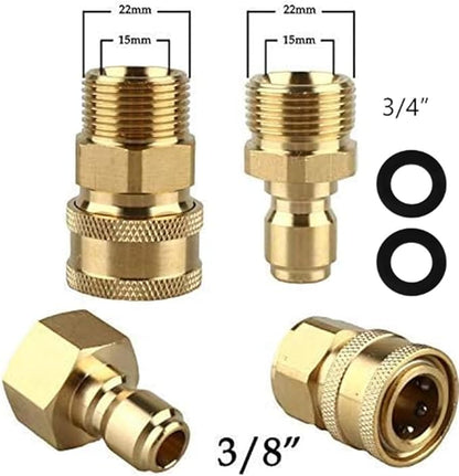 Pressure Washer Adapter Set,M22-15 Swivel Male Thread Fitting, 3/8" Quick Connect kit fits 3/4" standard hosest,5000 PSI（4PCS)