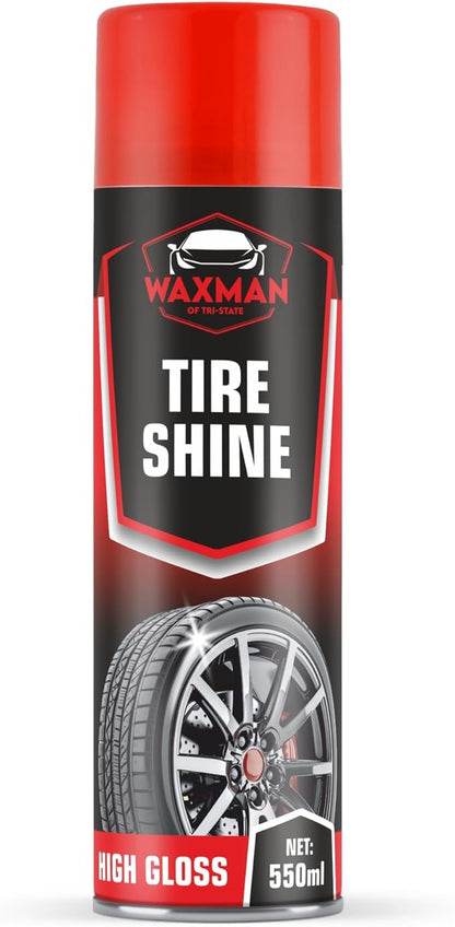 WAXMAN OF TRI STATE Car Tire Shine Spray – Deep Wet Look Car Tire Shine, Long-Lasting Hydrophobic Non-Greasy Tire Dressing – Safe for Cars, Trucks, Motorcycles, RVs – 18.6 fl oz