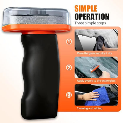Glass Oil Film Remover for Car, 2026 Automotive Glass Cleaner for Auto Windshield/Window/Mirror Cleaning Improve Windshield Clarity for Safe Driving