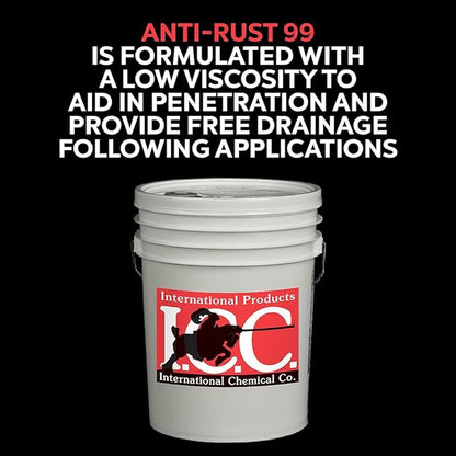 International Chemical Company Anti-Rust 99 High-Performance Evaporative Solvent Rust and Corrosion Preventative; MIL C 16173 D Grade 3; 5 Gallons