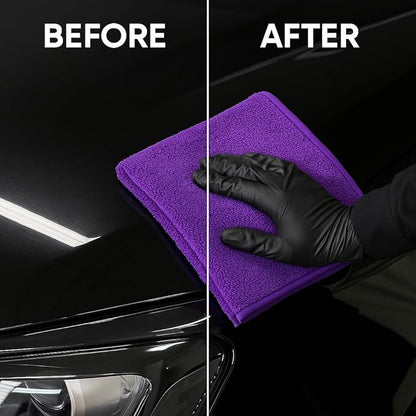 PAKS - 3 Pack Reusable Microfiber Towels - 16x24 Micro Fiber Towels Car Detailing - Plush Auto Cleaning Cloths - Dual-Sided Car Microfiber Towel - Lint & Streak-Free Wash Cloths - Cleaning Supplies