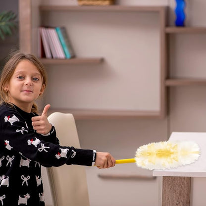 Vesici 100 Pcs Duster Refills Compatible with Swiffer Dusters Bulk Disposable Replacement Thickened with 1 Handle Heavy Duty for Cleaning, Office (Yellow)