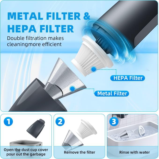 PATO Cordless Handheld Vacuum Cleaner, Mini Car Vacuum with Powerful Suction, Portable Dust Collector Glossy White.