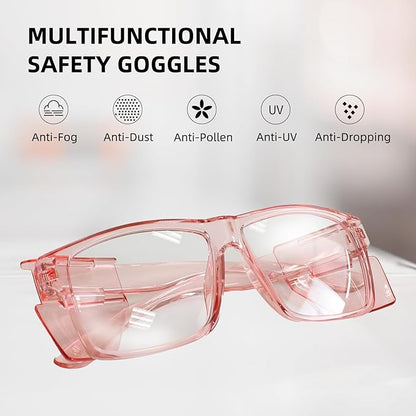 JING LEI Safety Glasses with Removable Side Shield,UV400 Protection Goggles, Rectangle Black Sun Glasses for Women Men Work