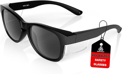 MORK&SUKY Safety Glasses with Side Shields，ANSI Z87.1 Certified Protective Eyewear for Work & Outdoor Use.