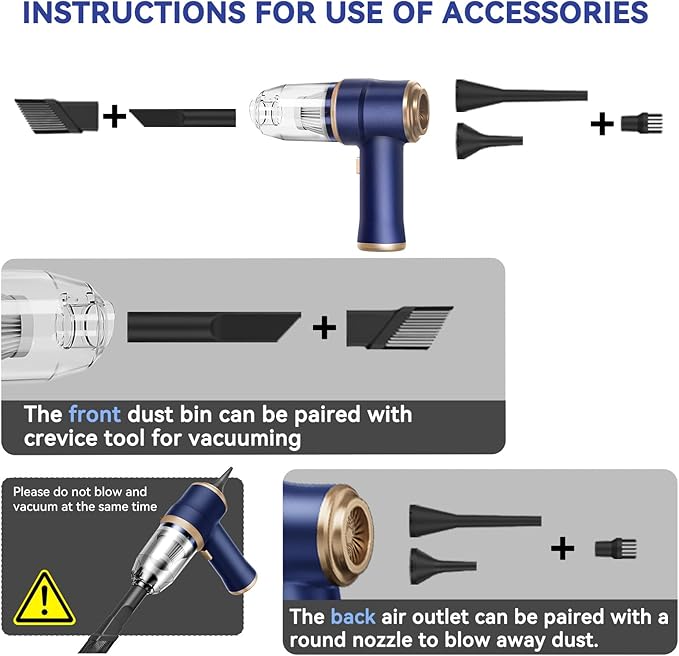 BELIBUY Handheld Car Vacuum Cleaner, Portable Cordless Mini Vacuums with Multi-Nozzles, High Power Dry Hand held Vacuum for Car, Computer, Sofa, Office, Pet, Home