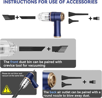 BELIBUY Handheld Car Vacuum Cleaner, Portable Cordless Mini Vacuums with Multi-Nozzles, High Power Dry Hand held Vacuum for Car, Computer, Sofa, Office, Pet, Home
