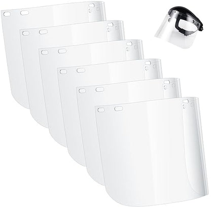 Kingdder 6 Pcs Clear Face Shield Replacement for Grinding and Cutting, 15x 8x 0.04 Inches Safety Faceshield Visors(PET,Edgeless)