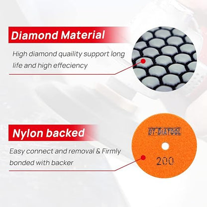 DT-DIATOOL Dry Diamond Polishing Pads 4 Inch for Granite Marble Quartz Stone Countertop Tiles 8 Pieces Grits 1500