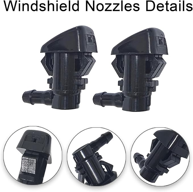 Front Windshield Washer Nozzle Kit fit for 2011-2023 Dodge Durango, 11-23 Jeep Grand Cherokee, 11-14 Dodge Grand Caravan Replaces 68269108AA, 5182367AA, 58148 Wiper Fluid Washer Nozzle Spray Jet