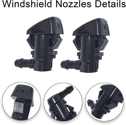 Front Windshield Washer Nozzle Kit fit for 2011-2023 Dodge Durango, 11-23 Jeep Grand Cherokee, 11-14 Dodge Grand Caravan Replaces 68269108AA, 5182367AA, 58148 Wiper Fluid Washer Nozzle Spray Jet