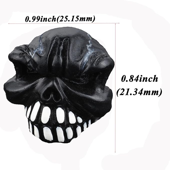 Abfer Skull Valve Caps Fun Wheel Tire Air Stem Dust Cover Cap Auto Decoration Accessories Fit Most Vehicle Car Truck Bike Motorcycle (Black)
