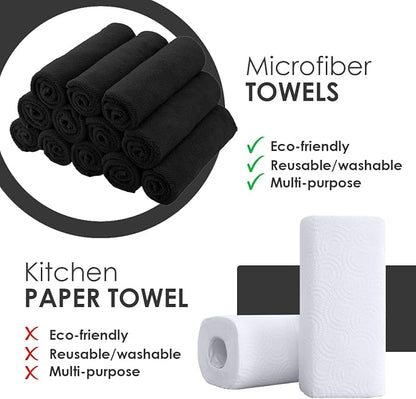Avalon Towels Microfiber Cleaning Cloths (Value Pack of 36) Size 16" x 16", Highly Absorbent Cleaning Rags, Lint Free Cleaning Towels, Reusable and Washable, Microfiber Towels for Cars (Black)