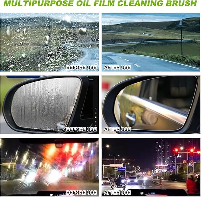 2 Pcs Automotive Oil Film Cleaning Brush, 2.0 Upgrade Clear Car Windshield Oil Film Remover Cleaning Brush for Car Window, Clear Cars Windshield Cleaner Tool, Prevents Rain and Fog