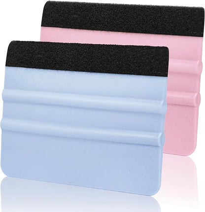 Squeegee for Vinyl, 2 Pcs Vinyl Squeegee with Extra 2 Felt Replacements, 4 Inch Vinyl Wrap Tools for Car Wrap, Craft Sign Making, DIY Crafting, Window, SkyBlue and Pink
