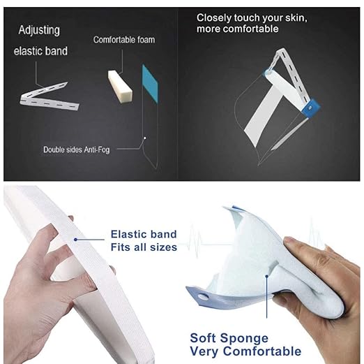 Clearview 100 pk Face Shield Reusable Washable Protective Cover Clear Mask Anti-Splash Anti-Fog Anti-Dust Soft All Day Comfort (100)