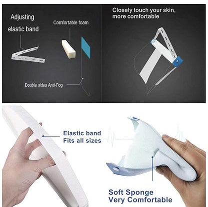 Clearview 10 pk Face Shield Reusable Washable Protective Cover Clear Mask Anti-Splash Anti-Fog Anti-Dust Soft All Day Comfort (10)