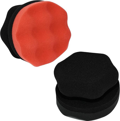 SolidSS 2 Pack Large Tire Hex Tire Shine Applicator Pads, Durable and Reusable Grip Applicator for Tire Polishing Car Cleaning (Red+Black)
