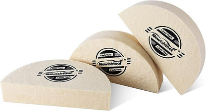 NEWISHTOOL 3 PCS Wool Felt Squeegee Window Tint Tools, 1 Inch Thick Scratch Free Soft Woolen Squeegee for Vinyl Wrap, Glass Tint Film, Car Wrapping, PPF Installation (Half-Moon Shaped)