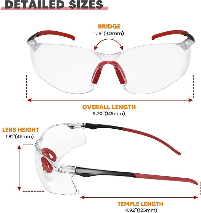 Clear Safety Glasses 12 Pack, Protective Eyewear UV Protection ANSI Z87.1, Safety Goggles Scratch & Impact Resistant, Eye Protection with Nose Pads for Men & Women Construction, Shooting, Lab Work