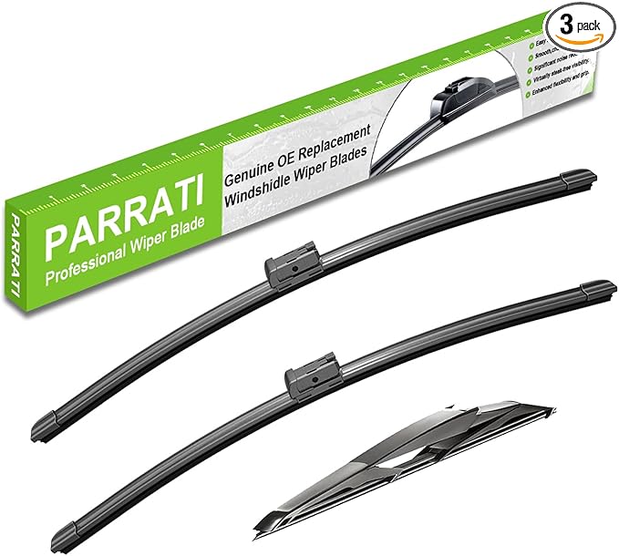 PARRATI® Windshield Wipers for Chevrolet Spark 2013-2015,24"+16" Front and 12" Rear,OEM Replacement Wiper Blades,Quiet & Streak-Free(Set of 3)