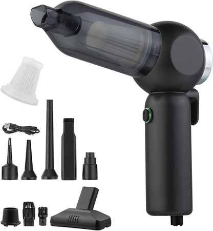 Handheld Car Vacuum Cleaner, 6 in 1 Multi-Function Cordless Small Vacuum, 17000PA Adjustable Portable with Brushless Motor for Inflation, Dust Blowing, Suction for Car, Home, Office– All in One