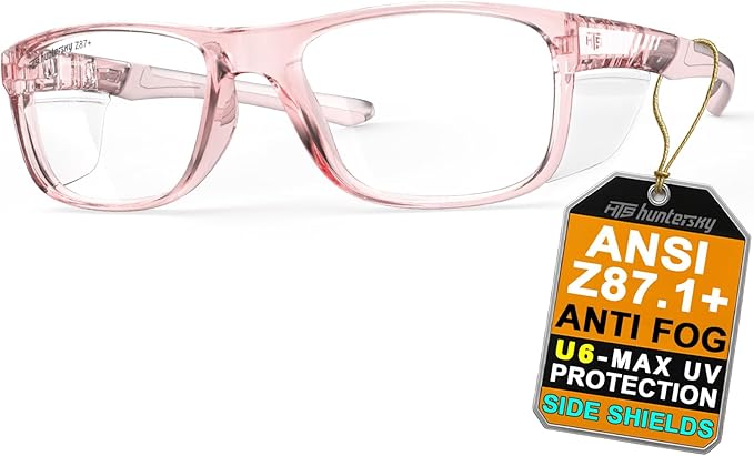 HTS HUNTERSKY TR90NZZ Safety Glasses with Side Shield Small Size Women Men ANSI Z87 Anti Fog Scratch Resistant Lab Pickleball