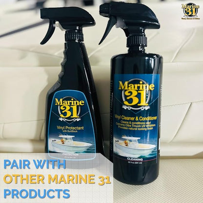 Marine 31 Vinyl Cleaner & Conditioner | Cleans, Protects & Prevents UV Damage | Safe for Boats, Car Interiors & Patio Furniture | No Sticky Residue, Long-Lasting Protection | M31-401 | 32 oz