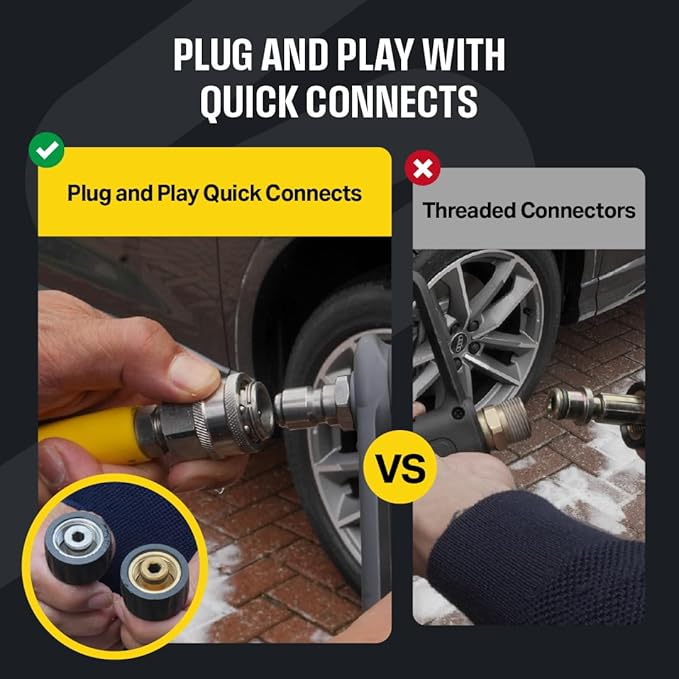 Active 100’ Pressure Washer Hose Compatible with gas and electric pressure washers (M22-14mm) Kink resistant, flexible steel braided power washer hose, max operating spec of 4000PSI & 12GPM and 212°F