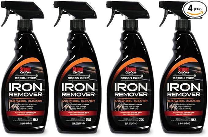 Stoner Car Care 92104-4PK Iron Remover and Wheel Cleaner – Odorless Fallout & Rust Decontaminant, Removes Brake Dust and Contaminants on Wheels, Tires, and Paint, Color Indicator, 22 fl oz (Pack of 4)