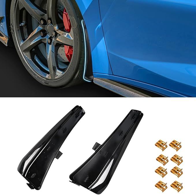 BILLFARO Extended Front Splash Guards Mud Flaps,ABS Plastic Wheels Rock Guards Mudflap Fender Mudguard Mud Guards Protector ﻿Accessories for Corvette C8 Z06 2023+ for C8 E-Ray 2024+