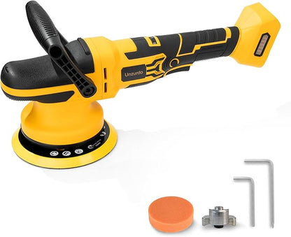 Cordless 6" DA Buffer Polisher Compatible with Dewalt 20V Battery(Tool Only), Brushless, 5500 OPM, 15mm/21mm Orbit, 6-Speed Random Orbital Car Polisher Waxer for Detailing