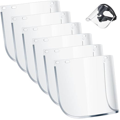 Kingdder 6 Pcs Clear Face Shield Replacement for Grinding and Cutting, 15x 8x 0.04 Inches Safety Faceshield Visors(Polycarbonate,Aluminum Edge)