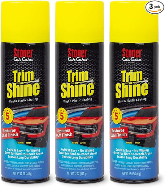Stoner Car Care 91034-3PK Trim Shine – Vinyl and Plastic Protectant Coating for Interior and Exterior Automotive Detailing, Quick Auto Trim Restorer, Fast-Drying No Sling Formula – 12 oz (Pack of 3)