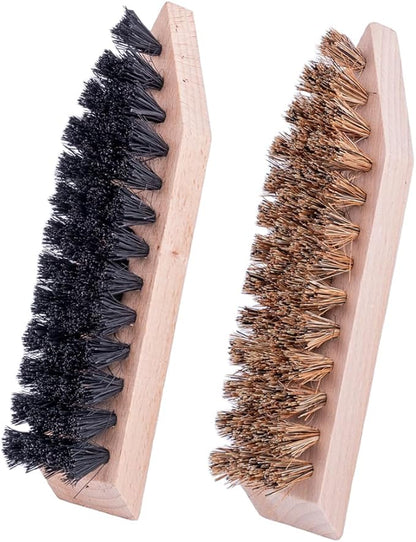 Hardwood Stiff Coco Bristle Shoe & Boot Cleaning Brush- Removes Tough Dirt & Debris (2 Pack)
