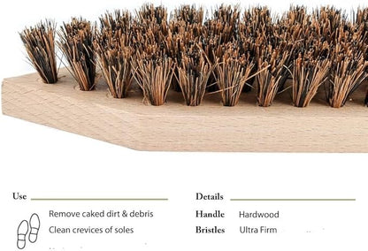 Hardwood Shoe & Boot Cleaning Brush with Stiff Coco Bristles, Removes Tough Dirt & Debris, Easily Cleans Soles (Made in Germany) Brown