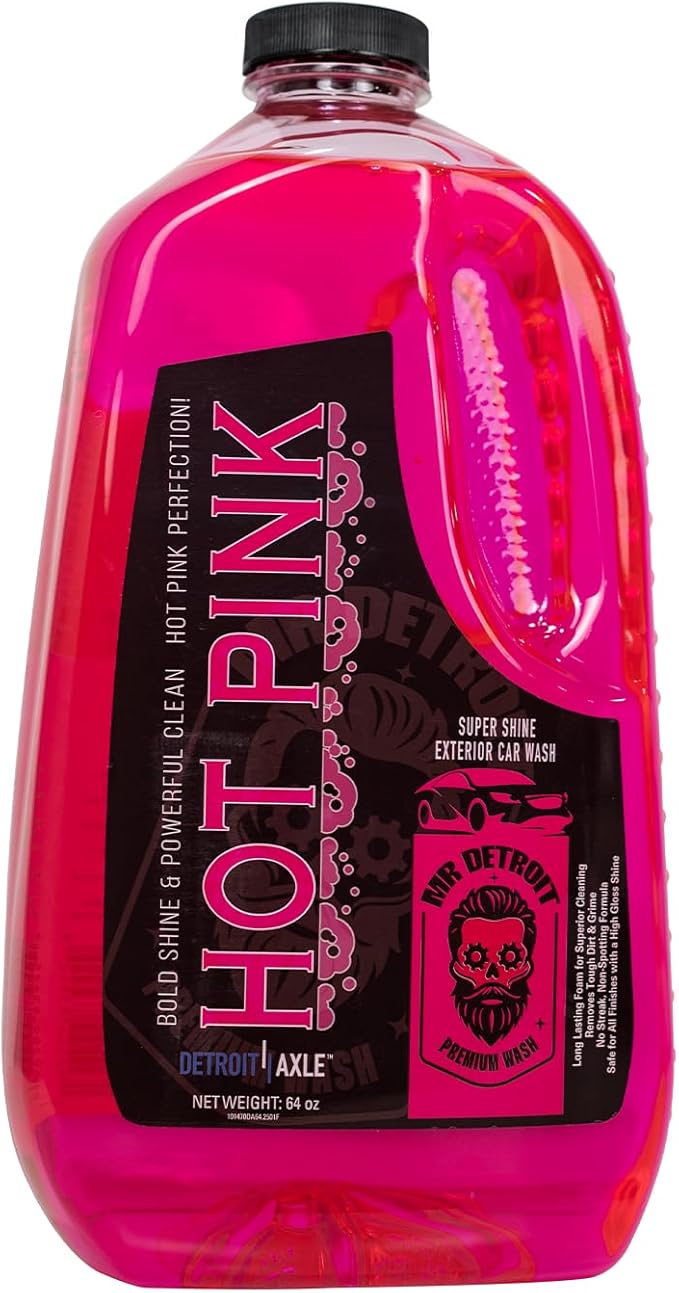 Mr. Detroit - Hot Pink Car Wash Soap 64oz Container, Ultra Snow Foam, Pressure Washer Foam Cannon Car Soap Shampoo for Cars, Trucks, Motorcycles, RVs & More, Streak-Free Exterior Wash
