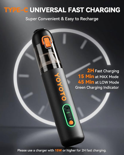 yoyoto Car Vacuum, Handheld Vacuum Cordless with 21000Pa Powerful Suction & 3 Modes, 4-in-1 Portable Hand Held Mini Vacuum Cleaner Rechargeable, Ultra Light for Car Home Office (Black)