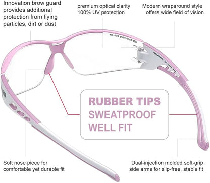 HTS HUNTERSKY Super Flexible Lightweight Anti Fog Wrap-Around U6 Clear Shooting Safety Glasses with ANSI Z87.1 Scratch Resist
