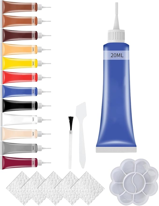 2025 New Advanced Leather Repair Gel, Upgrade Leather Repair Kit for Car Seat Vinyl Repair Kit, Professional Leather Repair Coloured Cream Gel, Multifunctional Couch and Jacket Repair Kit (Blue)