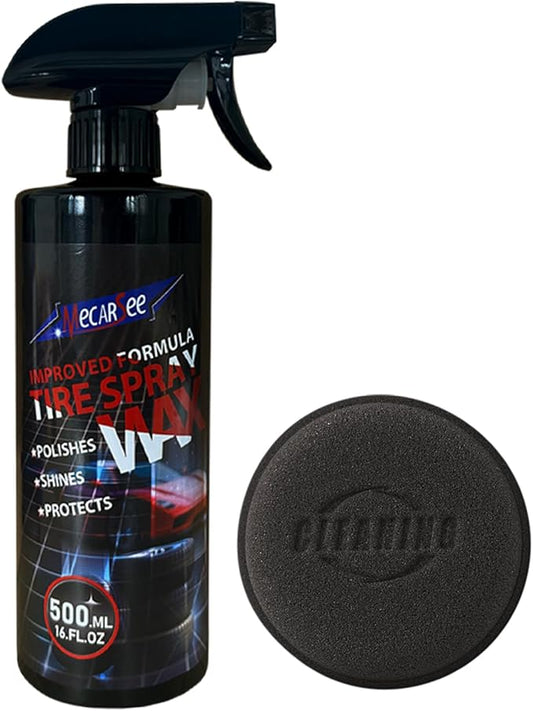 Mecarsee Premium Wheel & Tire Shine Spray - Professional All in One Car Wash Cleaning Wax - Long-Lasting Tire Coating Protection, UV Protection - 16 Oz Bottle