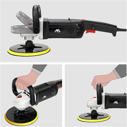 APLMAN Buffer Polisher, 7 Inch Buffer Polisher for Car with 5 Polishing Pads,6 Variable Speed Detachable Handle, Ideal for Marble Slab Wood Polishing Rust Removal Sanding and Waxing