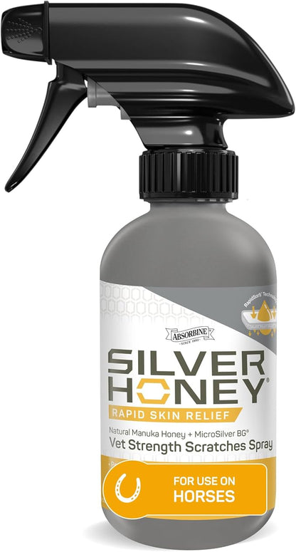 Silver Honey Rapid Relief 6oz Spray for Horses Only, Use for Equine Scratches/Pastern Dermatitis/Mud Fever/Dew Poisoning/Cracked Heels