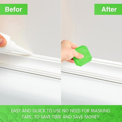 Outus 2 Pieces Caulking Tool Set Silicone Sealant Grout Tool for Kitchen Bathroom Floor Sealant Sealing (Light Green)