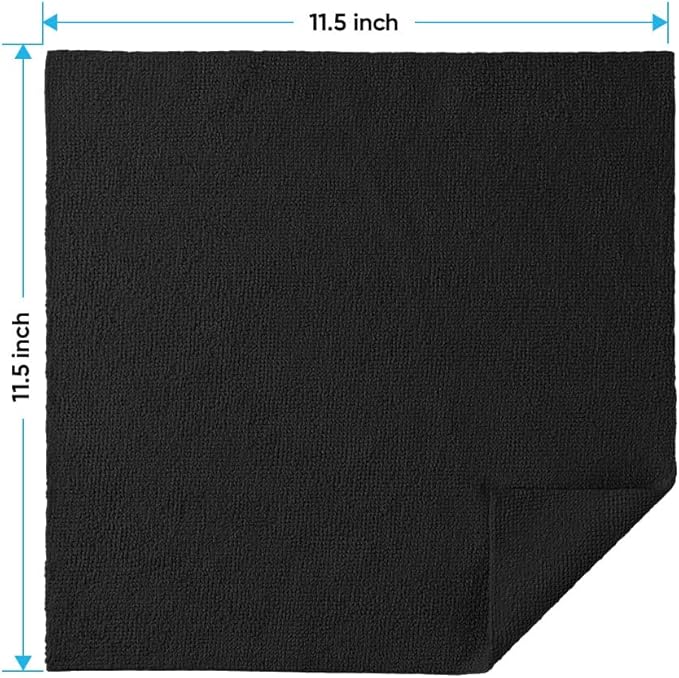 HOMEXCEL Microfiber Cleaning Cloths 10 Pack, Highly Absorbent Black Microfiber Towels, Lint & Scratch-Free Multi-Color Cleaning Rags for House, Kitchen and Car 11.5 x 11.5 inch