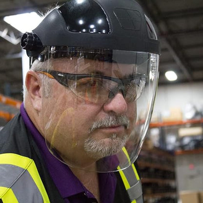 Sellstrom DP4 Face Shield - Lightweight Mask with High Impact Crown & Ratchet Headgear for Work, Grinding, Cutting - ANSI Z87.1 - Anti Fog Polycarbonate Window