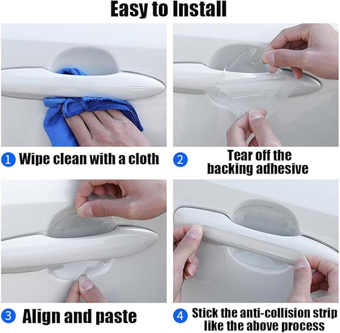 8 Pcs Car Door Handle Protector Sticker, Universal Car Door Handle Protectors for Vehicles Anti-Scratches Guard Stickers Auto Door Handle Protective Film (Transparent)
